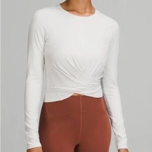 Zella White ruched Long Sleeve Top